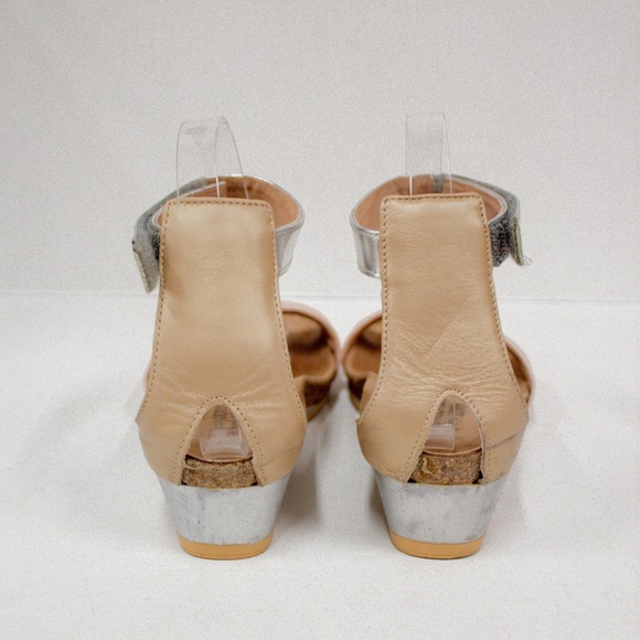 NAOT Pixie Wedge Ankle Strap Sandals Blush and Silver Leather Women's Size 9 - Picture 5 of 10